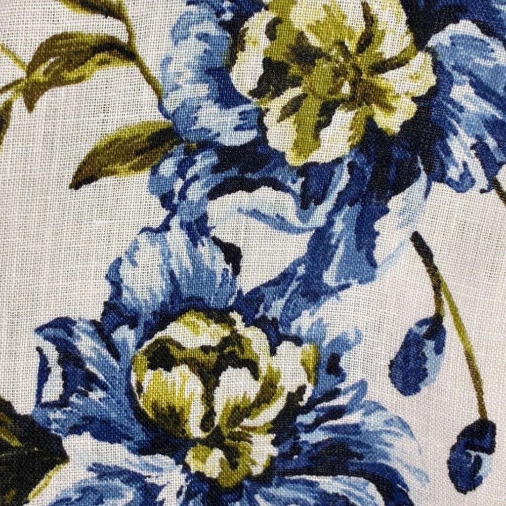 Joie XL 100% Linen Blue Floral Sleeveless Split Neck Button Front Blouse - Picture 6 of 8